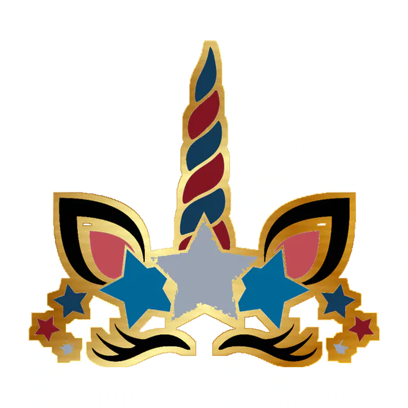 Patriotic Unicorn - Gold Chrome Vinyl Sticker - Custom Size