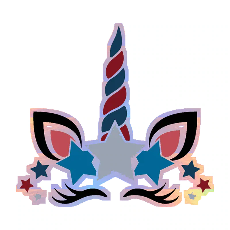 Patriotic Unicorn - Holographic Vinyl Sticker - Custom Size