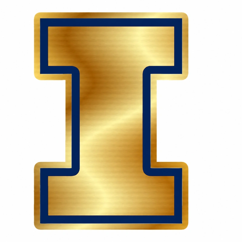 Illinois Fighting Illini - Orange I - Gold Chrome Vinyl Sticker - Custom Size