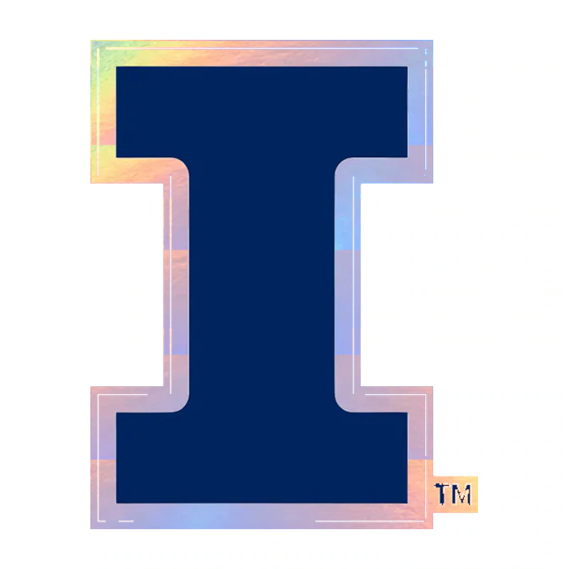 Illinois Fighting Illini - Blue I - Holographic Vinyl Sticker - Custom Size