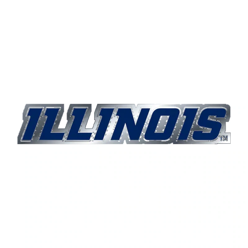 Illinois Fighting Illini - Illinois - Silver Chrome Vinyl Sticker - Custom Size