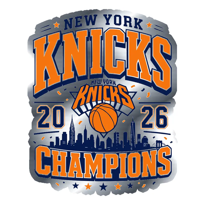 KNICKS CHAMPS 2 - Silver Chrome Vinyl Sticker - Custom Size