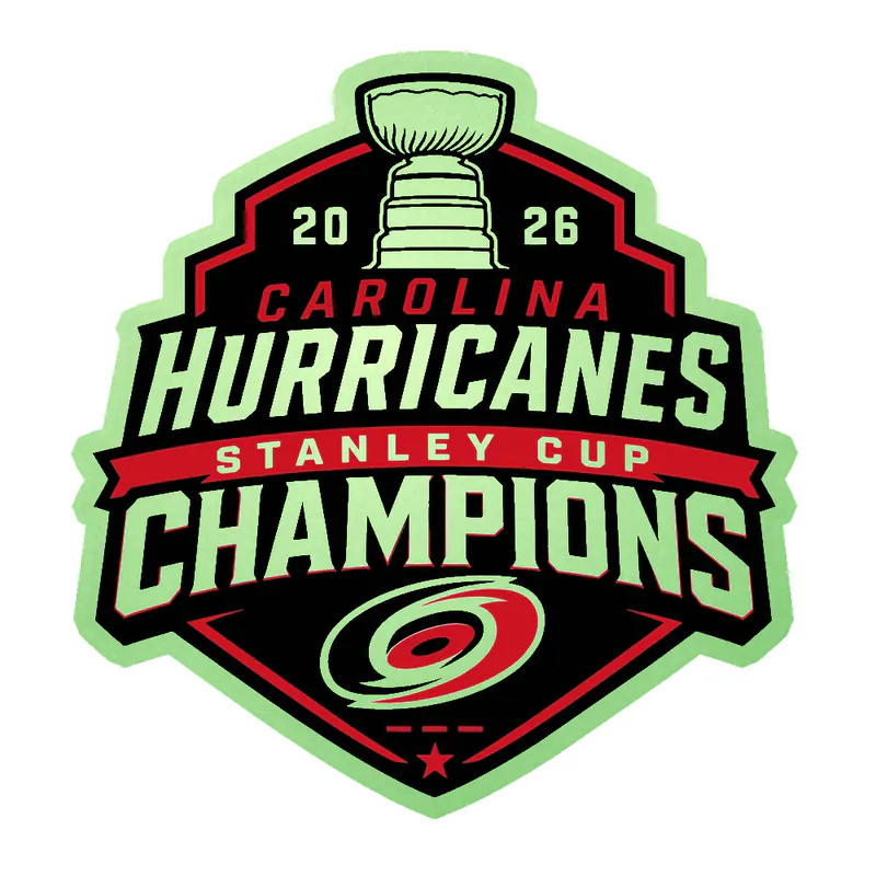 CAROLINA HURRICANES STANLEY CUP 2 - Glow in the Dark Vinyl Sticker - Custom Size