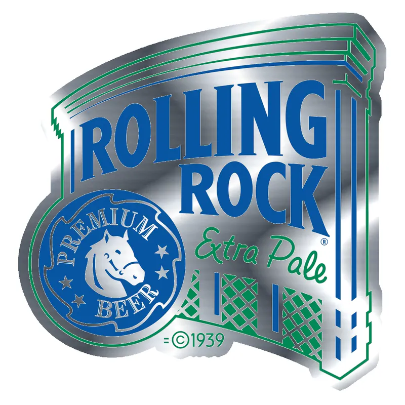 ROLLING ROCK 1 - Silver Chrome Vinyl Sticker - Custom Size