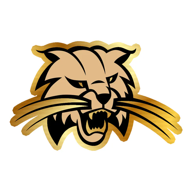 Ohio University Bobcat - Gold Chrome Vinyl Sticker - Custom Size