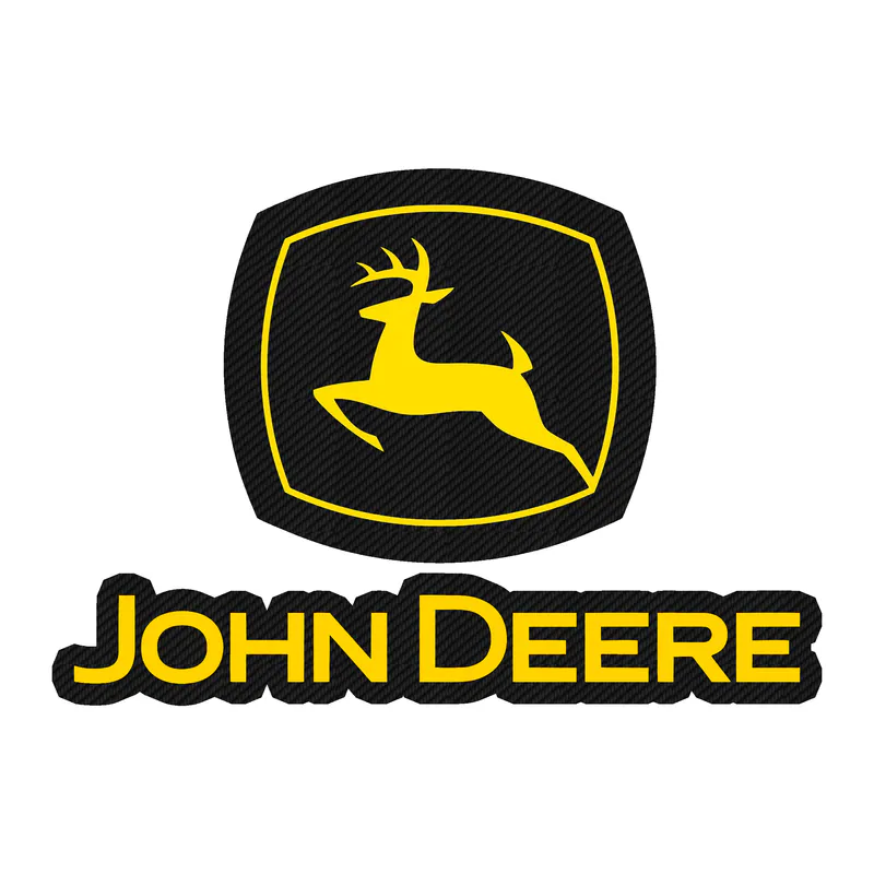 John Deere - Black and Yellow with name -  Carbon Fiber Vinyl Sticker - Custom Size