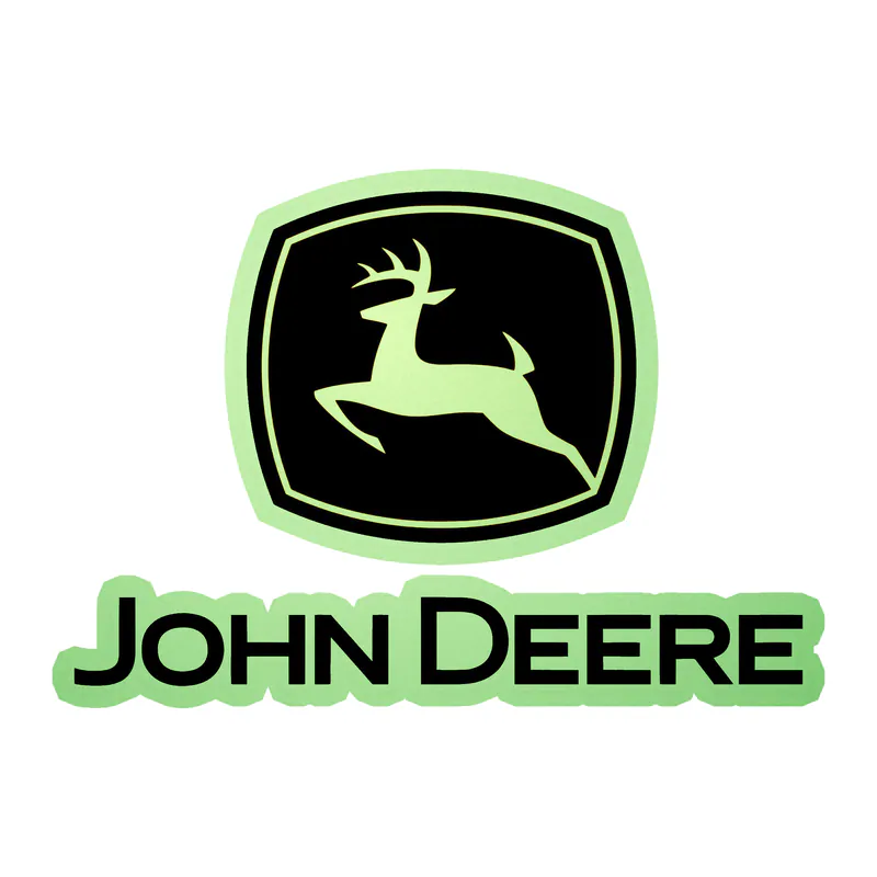 John Deere - Black and Yellow with name -  Glow in the Dark Vinyl Sticker - Custom Size