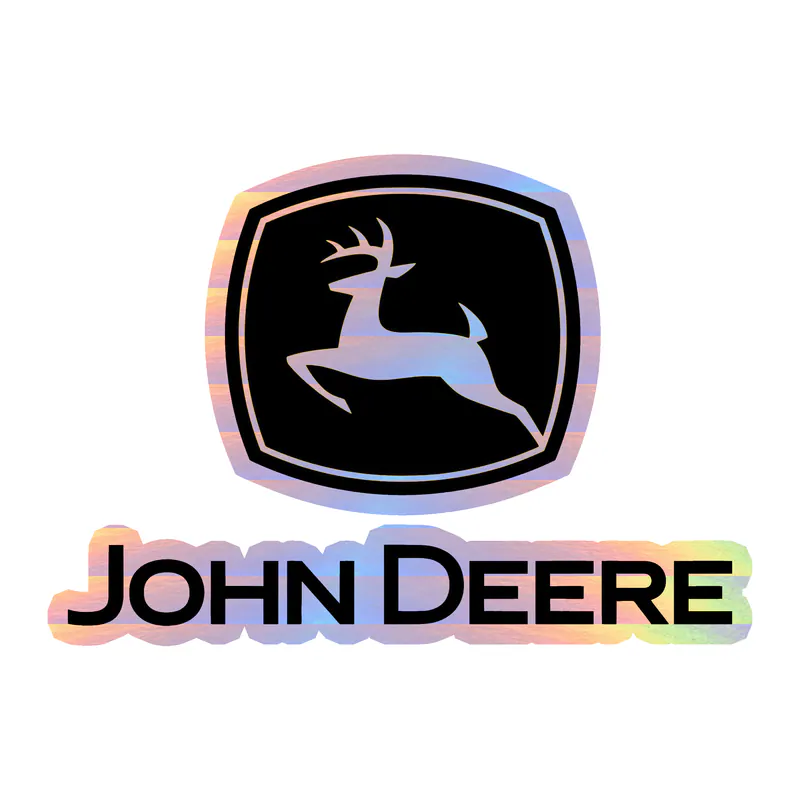 John Deere - Black and Yellow with name -  Holographic Vinyl Sticker - Custom Size