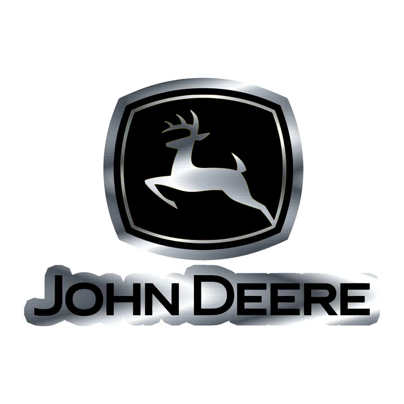 John Deere - Black and Yellow with name -  Silver Chrome Vinyl Sticker - Custom Size