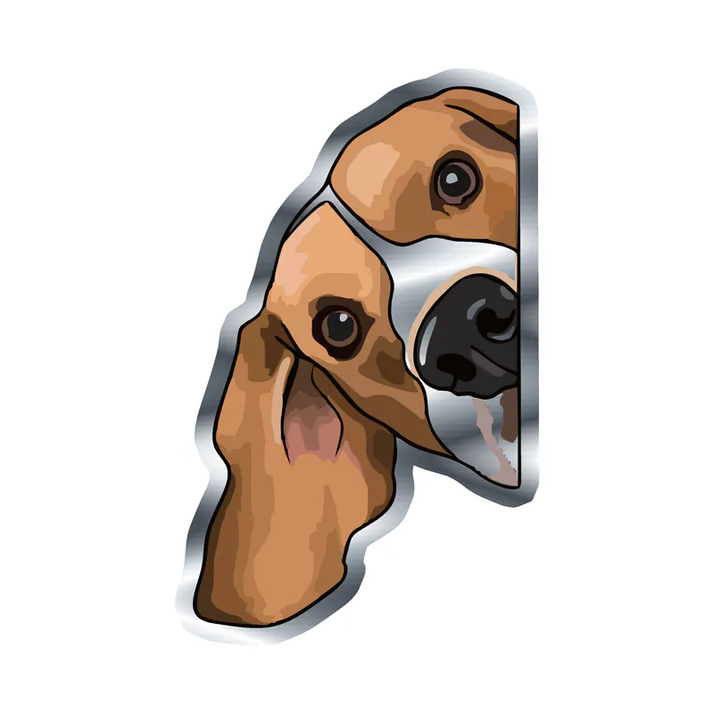 Beagle - Silver Chrome Vinyl Sticker - Custom Size