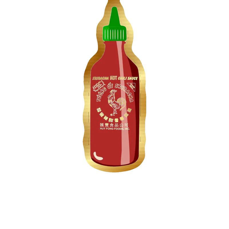 Sriracha Gold Chrome Vinyl Decal - Custom Size