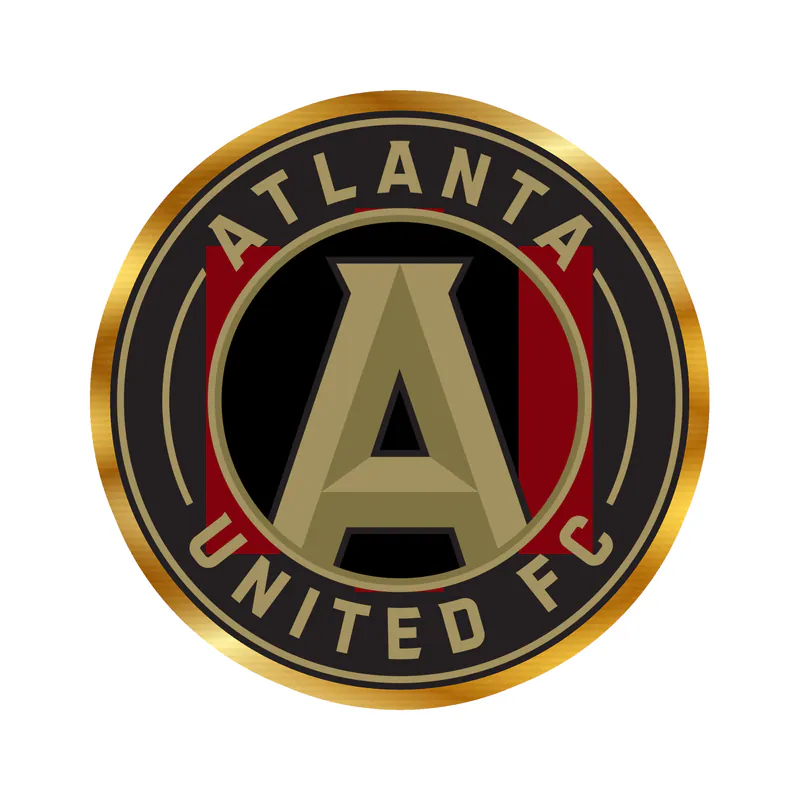 Atlanta United - Black Circle With Name - Gold Chrome Vinyl Sticker- Custom Size