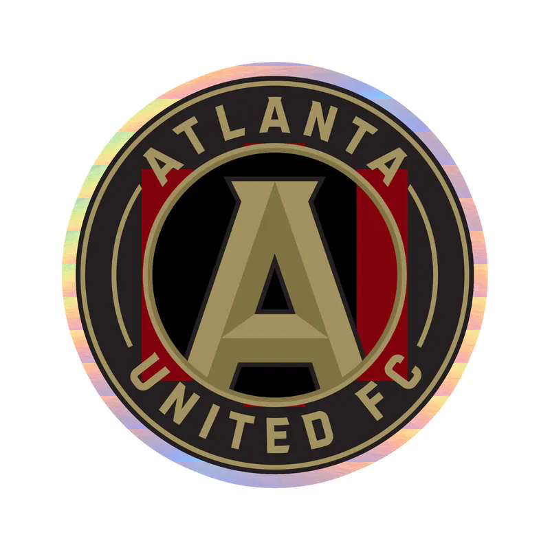 Atlanta United - Black Circle With Name - Holographic Vinyl Sticker- Custom Size