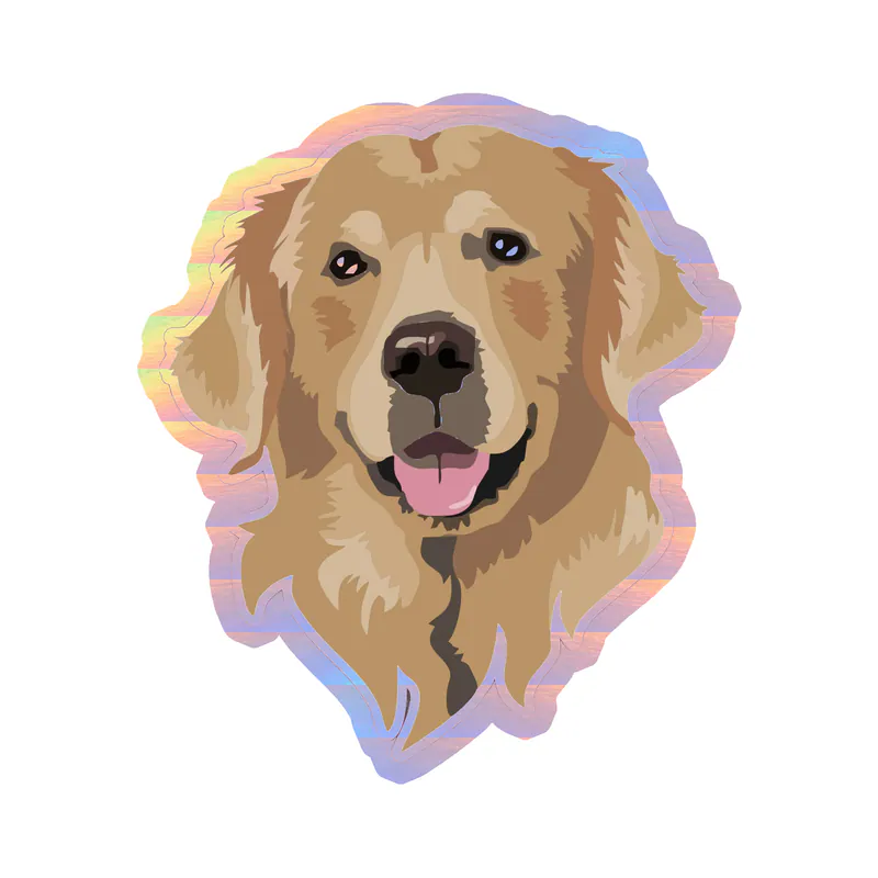 Golden Retriever - Holographic Vinyl Sticker - Custom Size