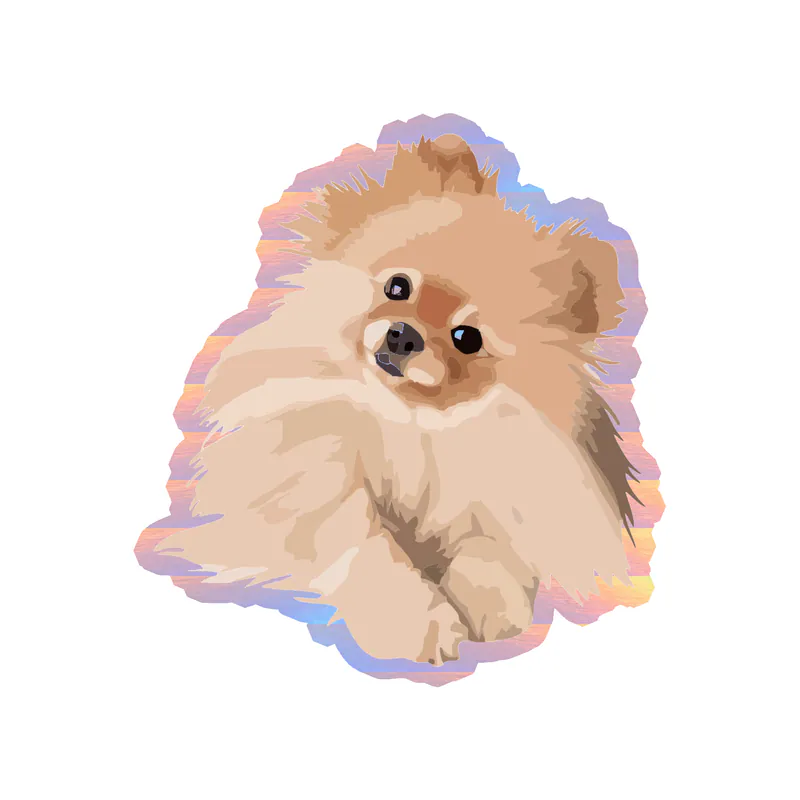 Pomeranian - Holographic Vinyl Sticker - Custom Size