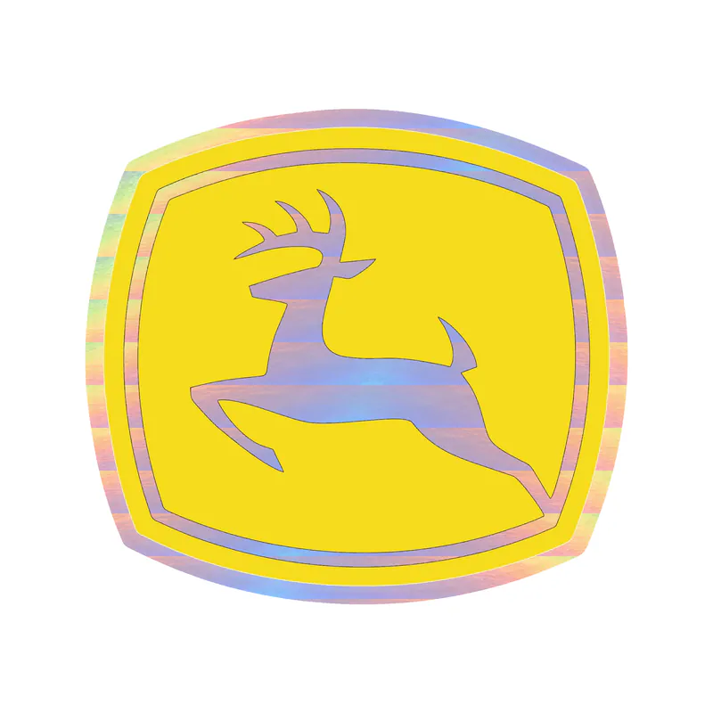 John Deere - Black and Yellow - Holographic Vinyl Sticker - Custom Size