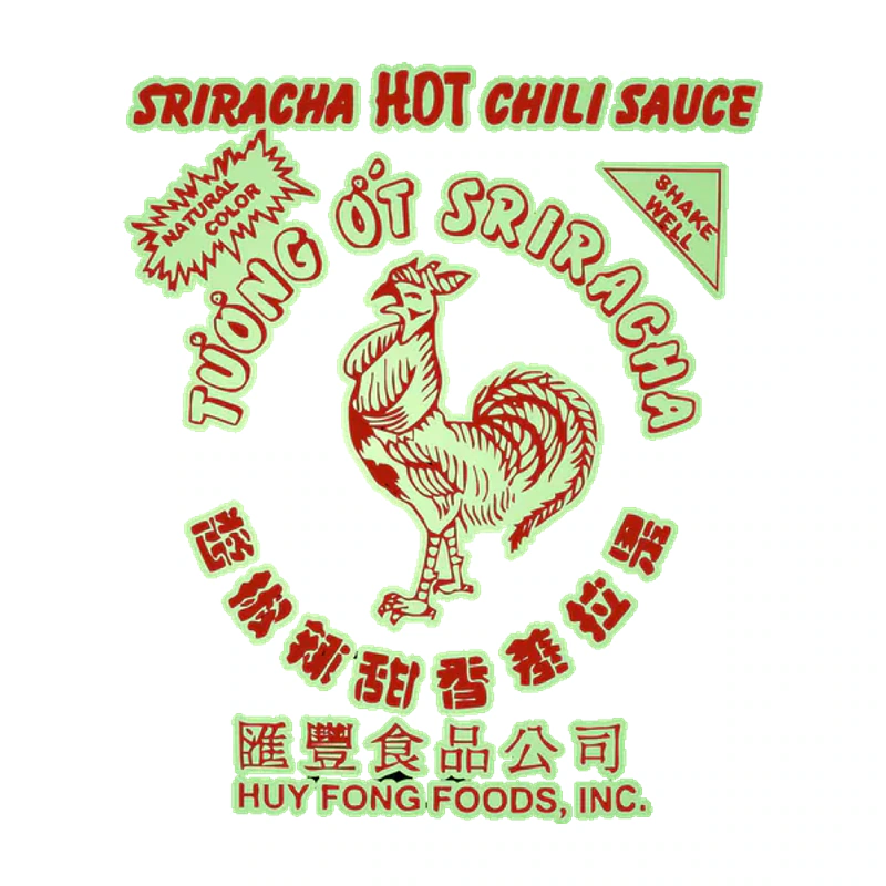 Sriracha Glow in the Dark Vinyl Decal - Custom Size