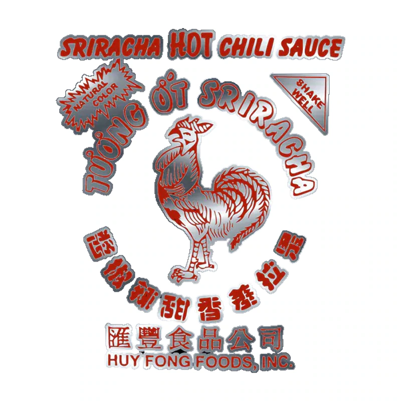 Sriracha Silver Chrome Vinyl Decal - Custom Size