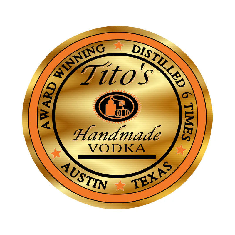 Tito's Vodka - Round - Gold Chrome Vinyl Decal