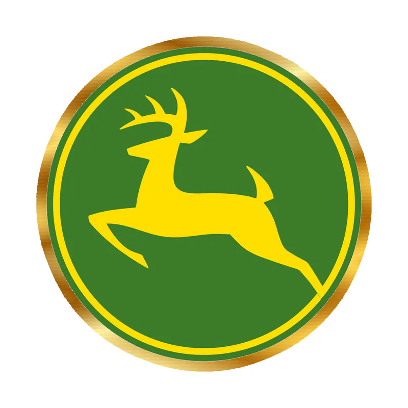 John Deere - Green and yellow - Circle -  Gold Chrome Vinyl Sticker - Custom Size
