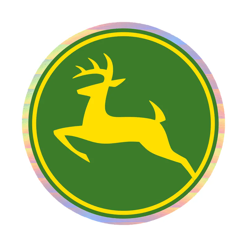 John Deere - Green and yellow - Circle -  Holographic Vinyl Sticker - Custom Size