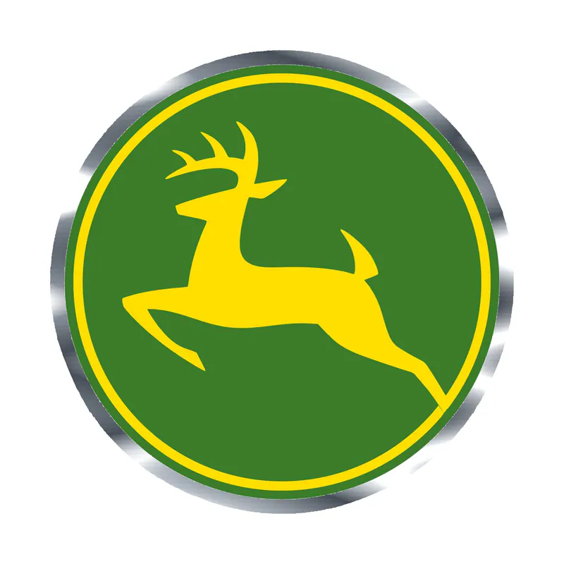 John Deere - Green and yellow - Circle -  Silver Chrome Vinyl Sticker - Custom Size