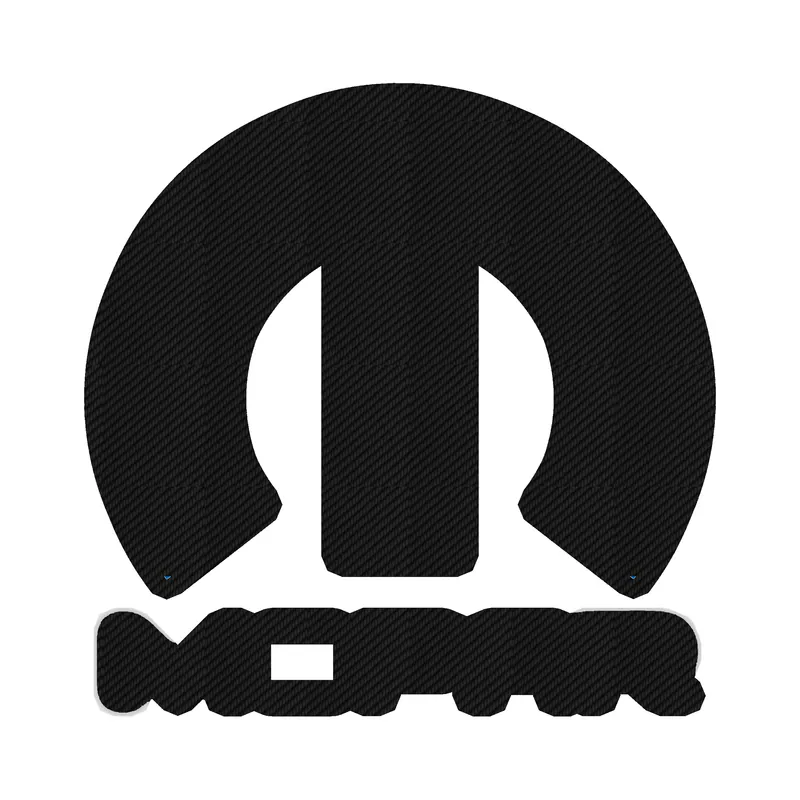 Mopar - Blue M With Name - Carbon Fiber Vinyl Decal - Custom Size