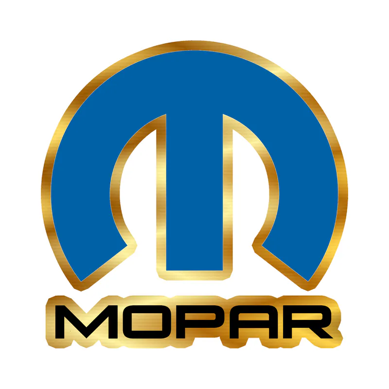 Mopar - Blue M With Name - Gold Chrome Vinyl Decal - Custom Size
