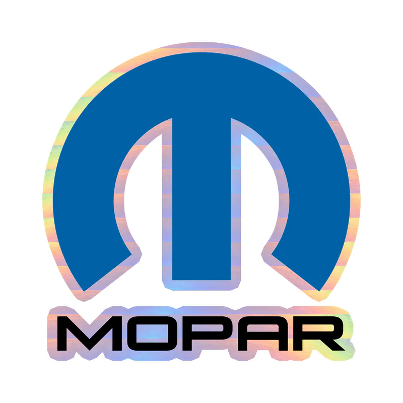 Mopar - Blue M With Name - Holographic Vinyl Decal - Custom Size