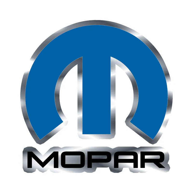 Mopar - Blue M With Name - Silver Chrome Vinyl Decal - Custom Size