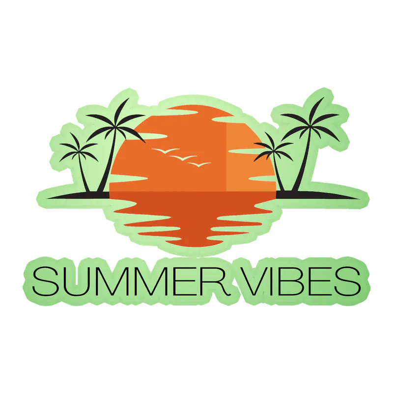 Summer Vibes With Palm Trees Glow in the Dark Vinyl Decal - Custom Size