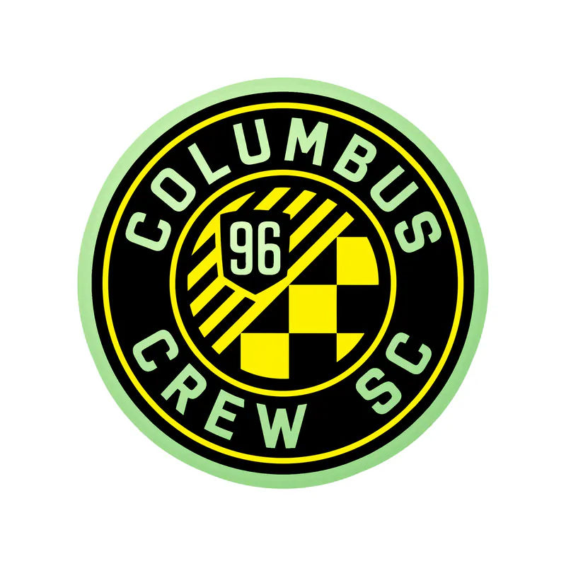 Columbus Crew SC - Black Circle With Name - Glow in the Dark Vinyl Sticker - Custom Size