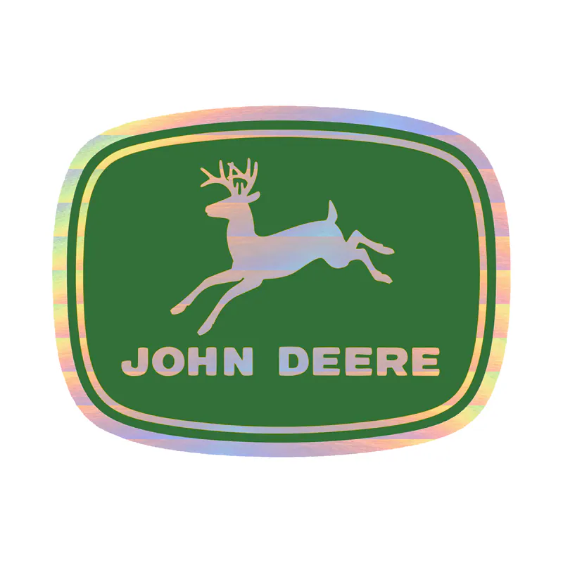 John Deere - Green and Yellow - Leaping deer -  Holographic Vinyl Sticker - Custom Size