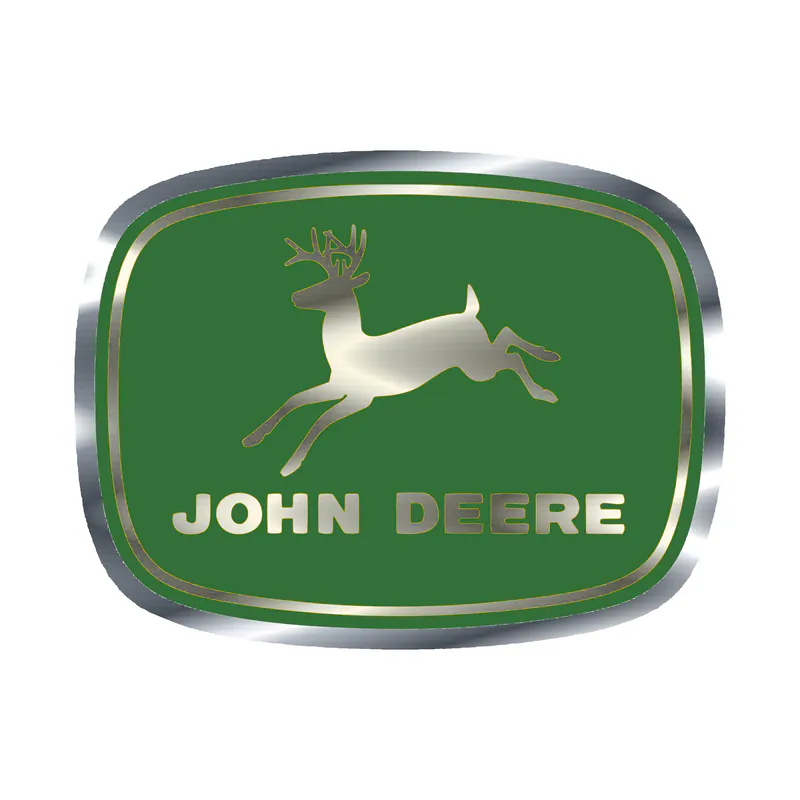 John Deere - Green and Yellow - Leaping deer -  Silver Chrome Vinyl Sticker - Custom Size