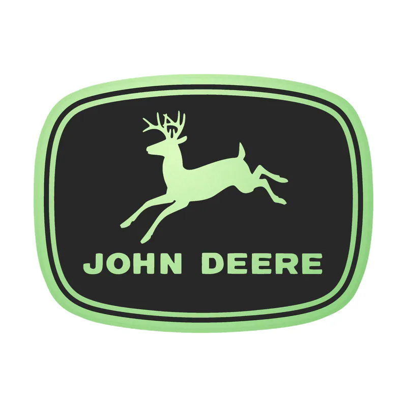 John Deere - Black and Grey - Rounded Glow in the Dark Vinyl Sticker - Custom Size
