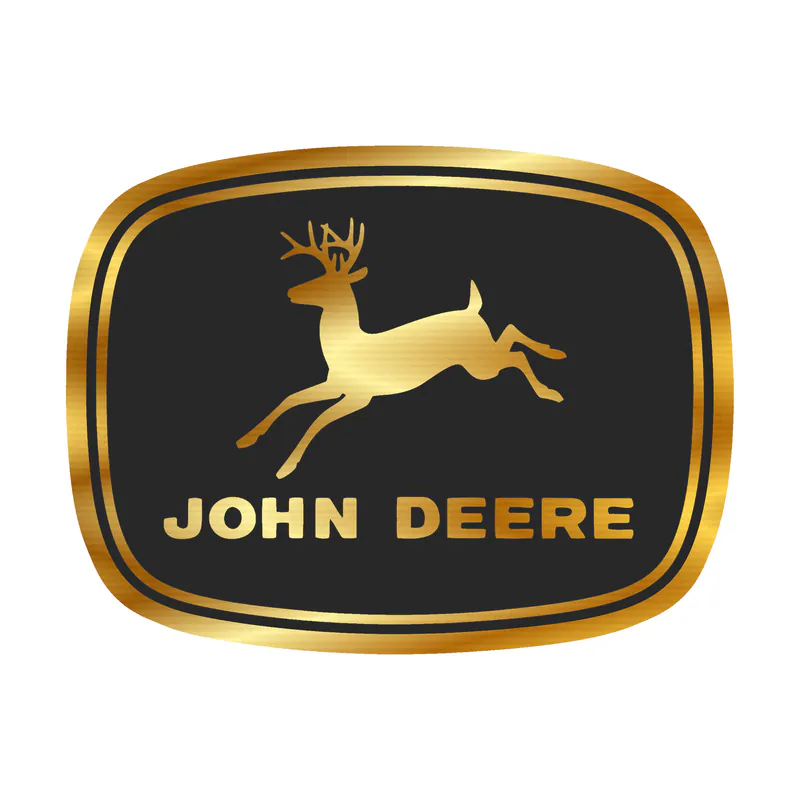 John Deere - Black and Grey - Rounded Gold Chrome Vinyl Sticker - Custom Size