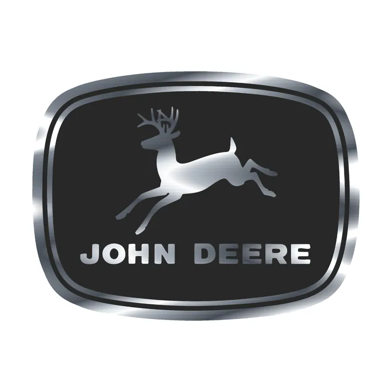 John Deere - Black and Grey - Rounded Silver Chrome Vinyl Sticker - Custom Size