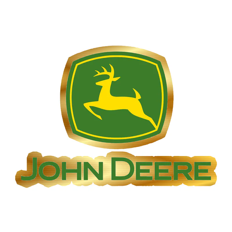 John Deere - Green and Yellow with name -  Gold Chrome Vinyl Sticker - Custom Size