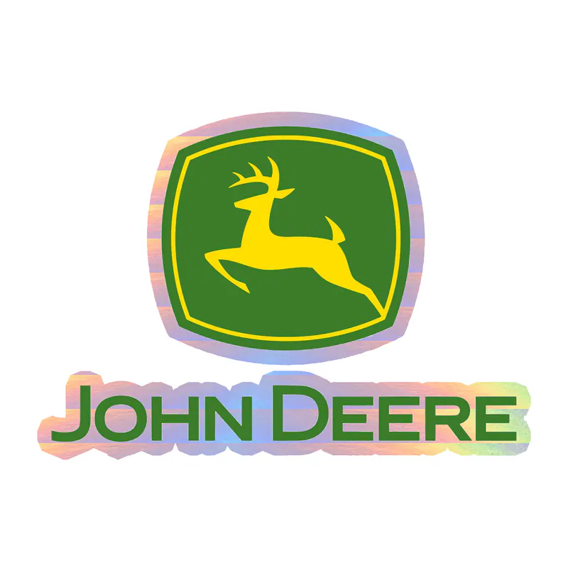 John Deere - Green and Yellow with name -  Holographic Vinyl Sticker - Custom Size