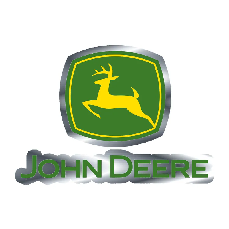 John Deere - Green and Yellow with name -  Silver Chrome Vinyl Sticker - Custom Size