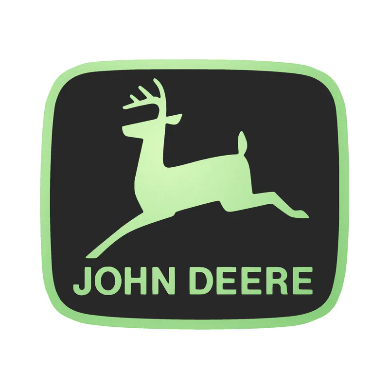 John Deere - Black and Grey - Square -  Glow in the Dark Vinyl Sticker - Custom Size