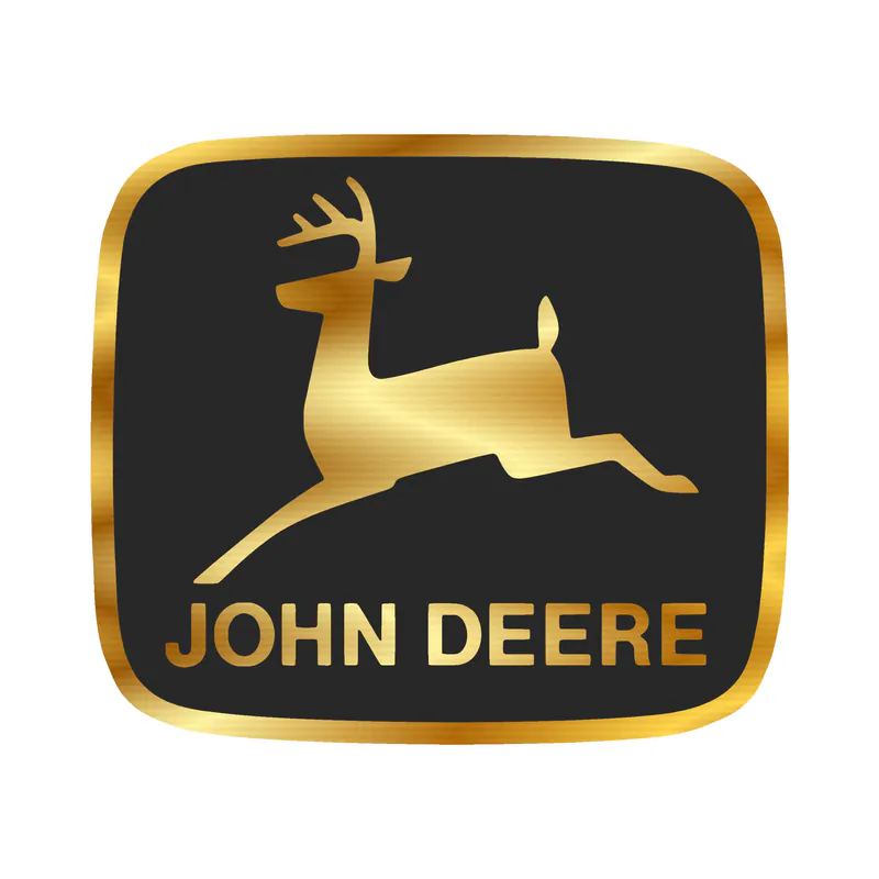 John Deere - Black and Grey - Square -  Gold Chrome Vinyl Sticker - Custom Size