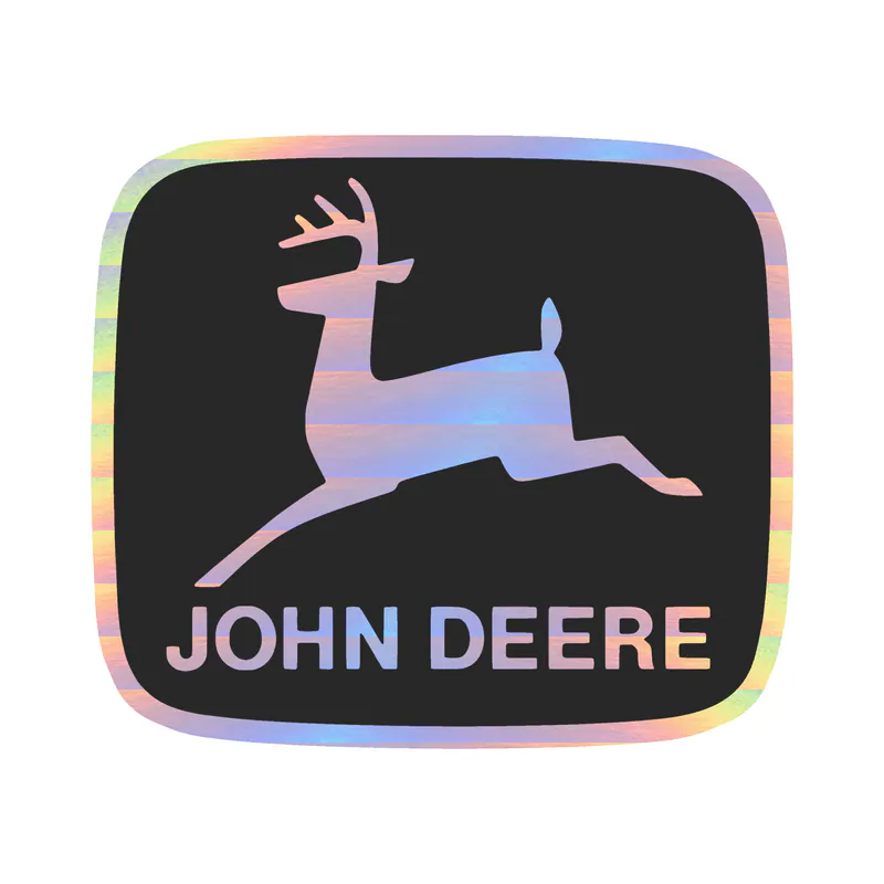 John Deere - Black and Grey - Square -  Holographic Vinyl Sticker - Custom Size