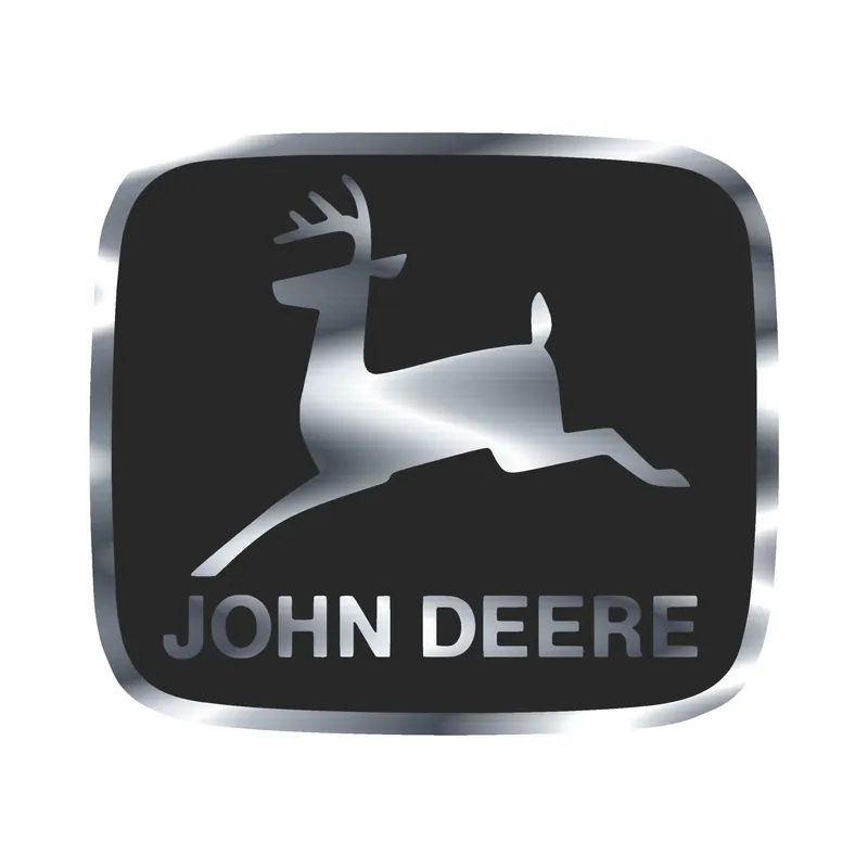 John Deere - Black and Grey - Square -  Silver Chrome Vinyl Sticker - Custom Size