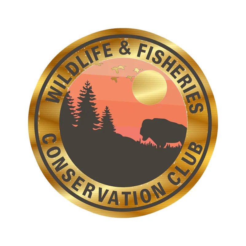 Wildlife & Fisheries Conservation Club - Full Color - Gold Chrome Vinyl Decal - Custom Size