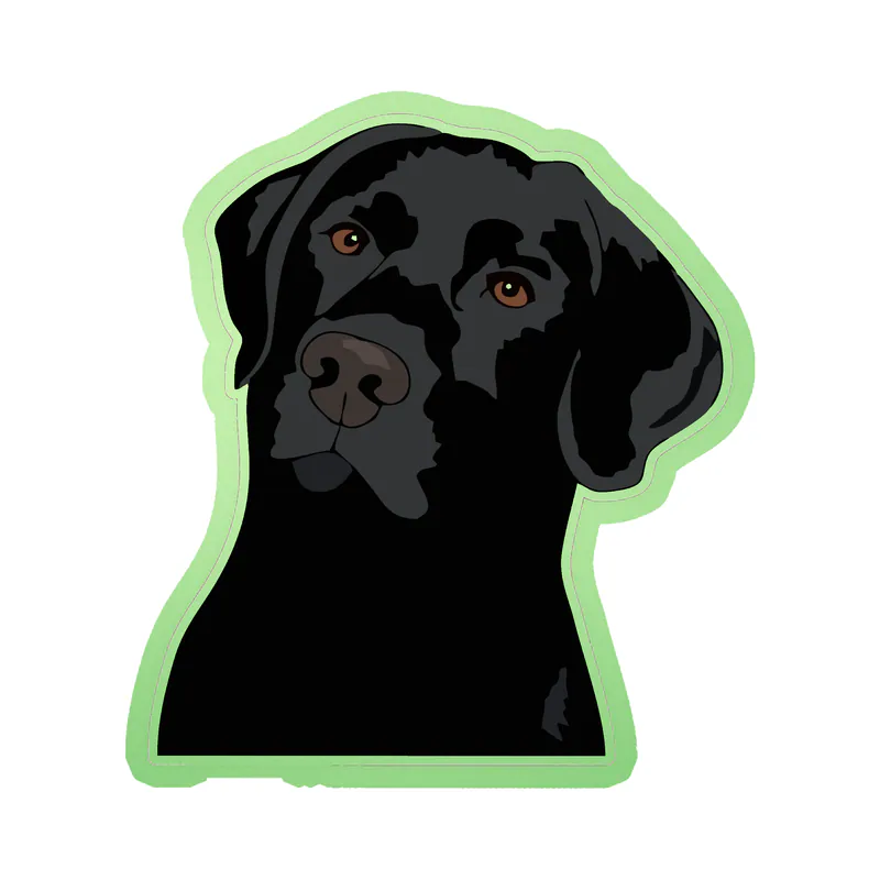 Black Labrador Retriever - Glow in the Dark Vinyl Sticker - Custom Size