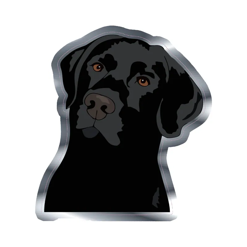 Black Labrador Retriever - Silver Chrome Vinyl Sticker - Custom Size