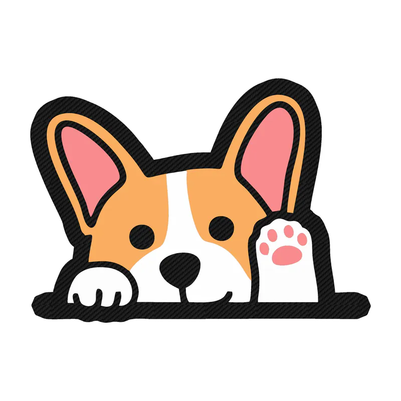 Dog Peeking - Corgi - Carbon Fiber Vinyl Sticker - Custom Size