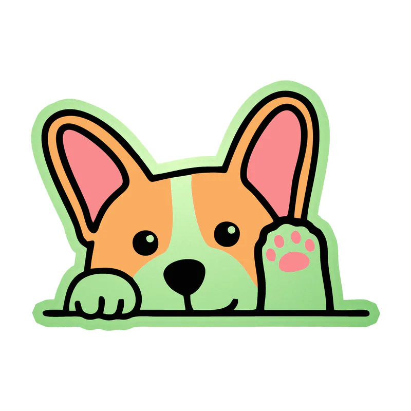 Dog Peeking - Corgi - Glow in the Dark Vinyl Sticker - Custom Size