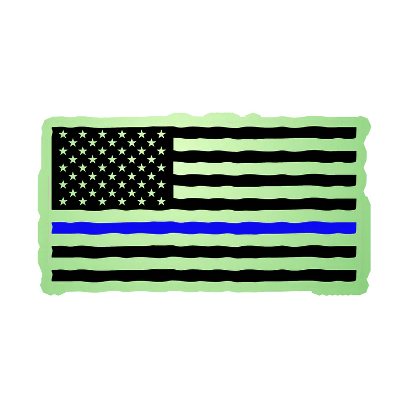 Blue Line American Flag Glow in the Dark Vinyl Decal - custom size